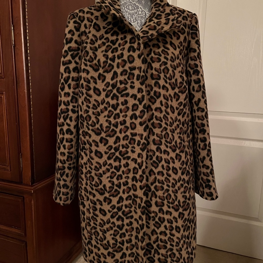 Talbots leopard print stadium coat